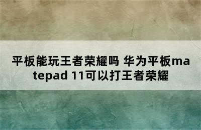 平板能玩王者荣耀吗 华为平板matepad 11可以打王者荣耀